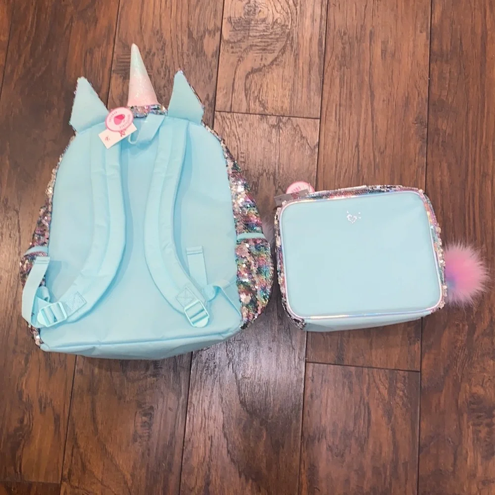 Justice Sequin 🦄 Unicorn Initial R Backpack and Lunch Box